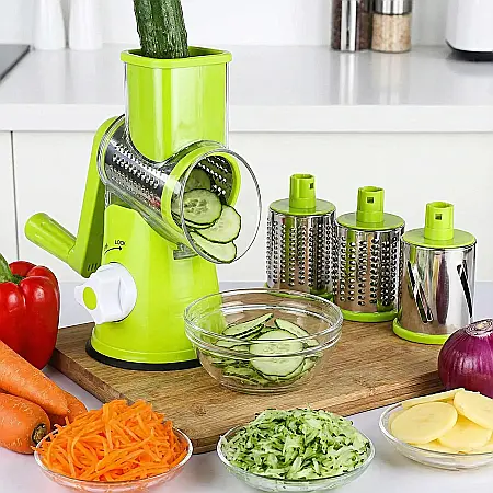 Bucătărie - Răzătoare Manuală Tabletop Drum Grater: Feliere și Răzuire Instantanea 3-în-1