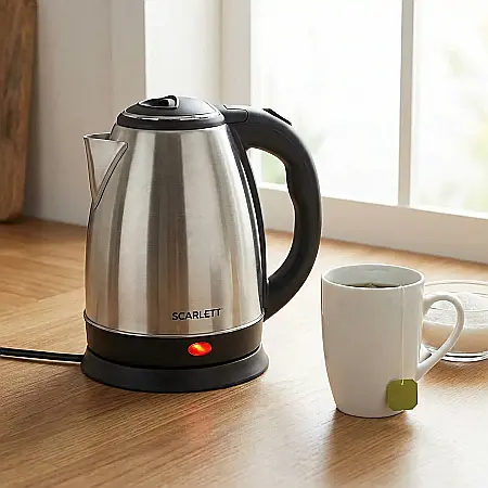 Fierbător Electric Scarlett 2L – 1500W, Oprire Automată, Protecție Supraîncălzire, Filtru Anti-Impurități, Indicator LED [1]