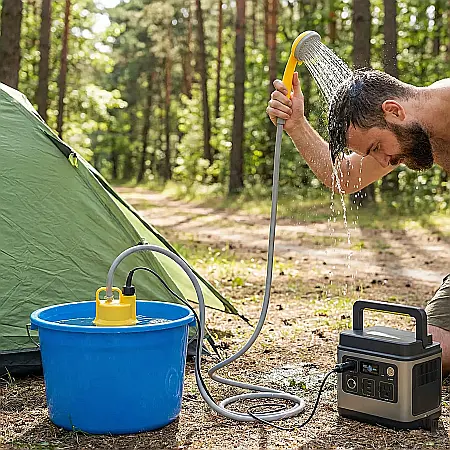 Kit Duș Portabil APF 12V pentru Voiaj și Camping – Pompă Electrică 3.5L/min, Debit Reglabil, Accesorii Fixare [1]