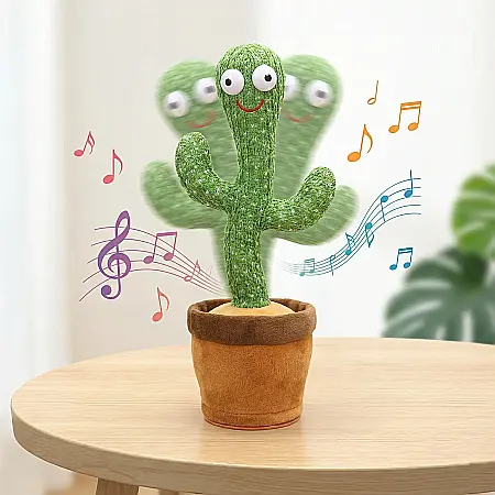 Jucărie Interactivă Cactus Dansator de Pluș – Muzică și Mișcare, Alimentare USB, 12 cm, Cadou Amunzant Copii [2]