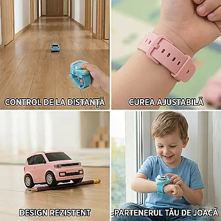 Ceas cu Mașină RC – Jucărie Interactivă, Încărcare USB, Rază 30 m, Cadou Perfect pentru Copii [1]