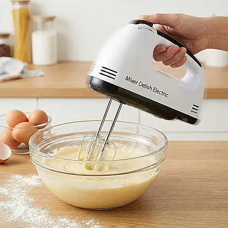 Mixer Delish Electric – 7 Viteze, Capete Duble de Amestecare, Motor 120W, Ergonomic, pentru Aluat, Frișcă și Ouă [1]