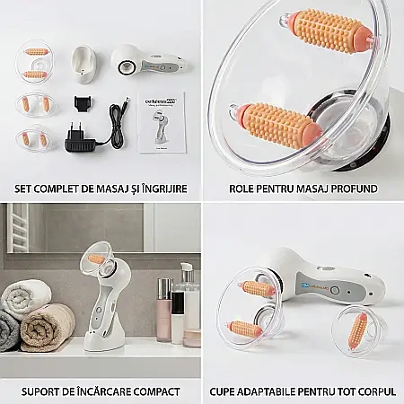Aparat Masaj Vacuum Anti-Celulită Cehuioss Celluless MD – Terapie Vacuum cu Role Cauciuc și Lumină, Portabil, Putere Variabilă, Acumulator 1000mAh, Pentru Abdomen, Brațe, Șolduri și Picioare [1]