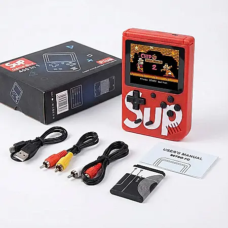 Gadgeturi - Consolă Portabilă Retro Pro Gamer SUP: 400 de Jocuri Clasice, Ecran Color TFT 3 inch și Conectare TV – Experiența Gaming-ului Legendă