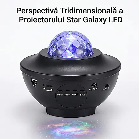 Proiector Star Galaxy LED cu Bluetooth, 14 Culori, 28 Moduri Luminoase, Telecomandă și Timer [1]