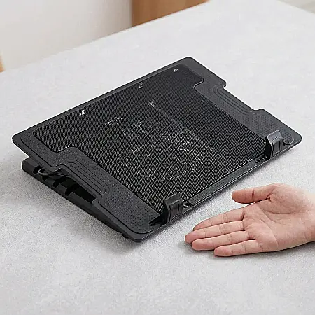 Electronice - Stand Cooler Multifuncțional Pliabil pentru Laptop – Unghi Reglabil, Iluminare LED, Ventilatoare de Răcire Eficientă, Conectare USB, Portabil și Ergonomic