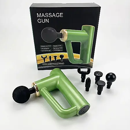 Gadgeturi - Pistol de Masaj Fascial Profesional – Terapie Miofascială, 4 Capete Interschimbabile, 6 Trepte de Viteză, Autonomie Mare și Motor Ultra-Silențios: Recuperare Sportivă și Relaxare Profundă la Tine Acas