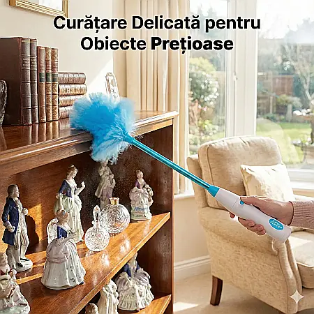 Casă & Grădină - Perie Electrică Rotativă 360° DUSTER pentru Curățarea Prafului – Mișcare Automată, 2 Perii Interchangeabile, Tuburi Extensie, Ideală pentru Suprafațe Delicate și Dificil Accesibile