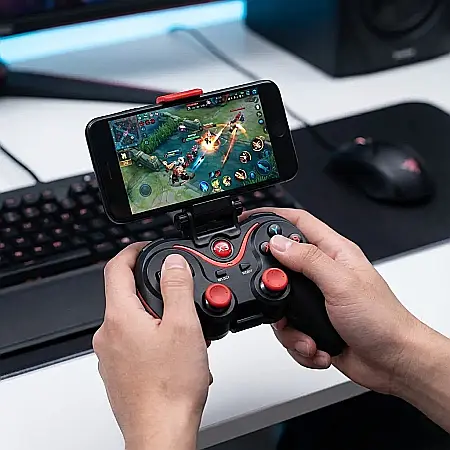 X3 Bluetooth Wireless Gamepad – Controller Reîncărcabil Multi-Platformă pentru Smartphone, Tabletă și PC, Joystick Analogic, Butoane Multimedia și Design Ergonomic: Libertate și Precizie Absolută în G [1]