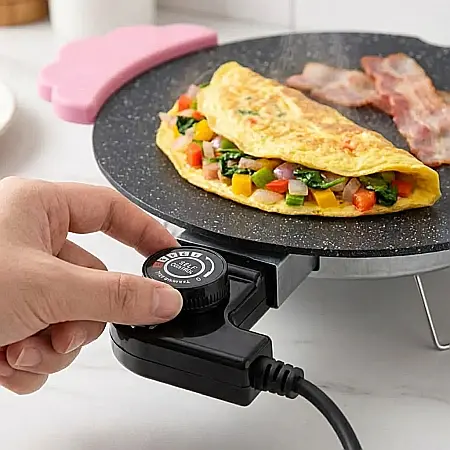 Grătar Electric Coreean SIKS cu Plită Japoneză Antiaderentă, 27,5 cm – Gătire Sănătoasă Fără Ulei, Aluminiu Premium, Uniformizare Căldură și Design Modern: Experiența Culinara Asiatică Direct în Casa  [2]