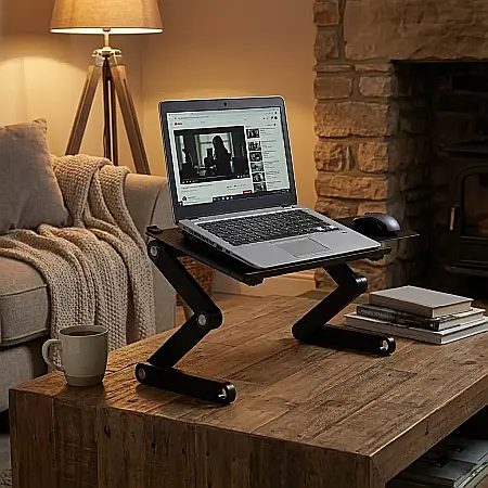 Masă Pliabilă Multifuncțională pentru Laptop T8 cu Ventilatoare USB – Reglabilă pe Înălțime și Unghi 360°, Aliaj Aluminiu-Magneziu, Suport Mouse Pad și Design Ergonomic: Confort Suprem și Răcire Efici [1]