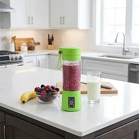 Blender Portabil USB 380ml – Smoothie Fresh, Baterie 2000mAh, Motor Puternic 15.000 RPM, Lamă Inox și Capac cu Filtru: Sănătate, Prospețime și Energie în Doar Câteva Secunde, Oriunde te-ai afla [1]