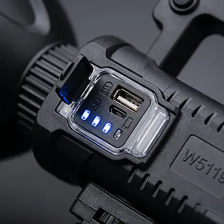 Lanternă Multifuncțională LED Reîncărcabilă – 4800 mAh, 4 Moduri Iluminare, Powerbank USB, Indicator Baterie, Trepied Inclus, Rezistentă la Uzură, Negru [1]