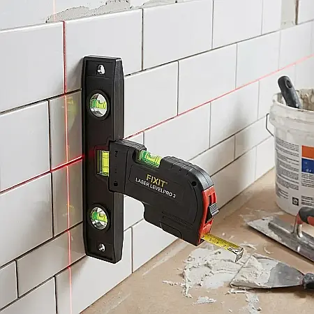 Nivelă cu Laser Multifuncțională 2,5 m – Sistem 4-în-1: 3 Moduri de Marcare (Orizontal, Vertical, Transversal), Bandă Măsurare 250 cm, 3 Bule de Nivel și Riglă Aluminiu: Precizie Chirurgicală pentru R [1]