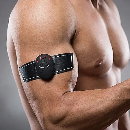 Kit Centură Electro-Stimulare EMS – 3 Piese pentru Abdomen și Brațe, 6 Moduri de Lucru, Intensitate Reglabilă, Tonifiere Musculară și Fitness la Domiciliu, Portabil [1]