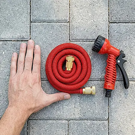 Furtun de Grădină Extensibil – Pistol Stropit cu 7 Jeturi Reglabile, Rezistent la Încurcături, Conectori Metalici Premium [1]