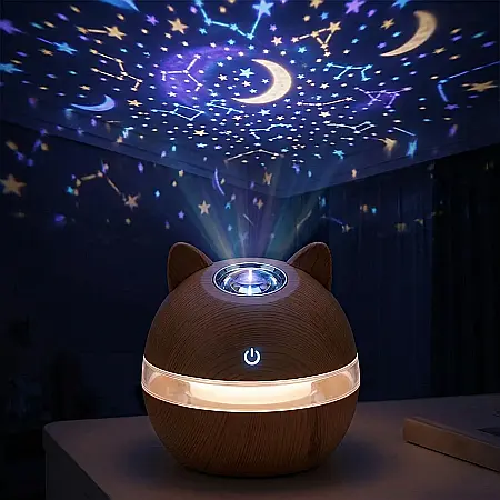 Umidificator Aer cu Aromaterapie NYTRO Wood 3 – 300 ml, Silențios, LED, Compatibil Ulei Esențial, Design Light Brown, Ideal pentru Acasă și Birou [1]
