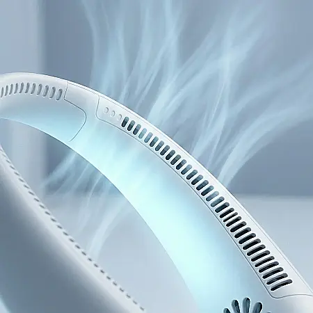 Ventilator Portabil pentru Gât – Baterie 4000 mAh, 3 Viteze, 360° Reglabil, USB, Silențios, Ușor și Confortabil, Hands-Free, Alb [1]