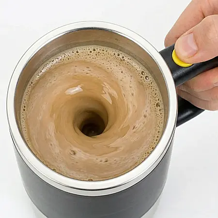 Cană Inteligentă Self Mug – Amestecare Automată, 350 ml, Mixer Incorporat, Design Elegant din Oțel Inoxidabil, Capac de Protecție, Ideală pentru Cafea, Ciocolată Caldă și Ceai, Portabilă [1]