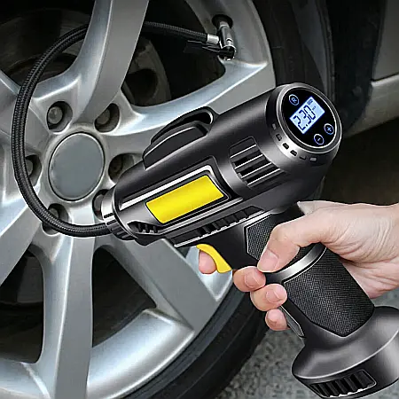 Compresor Auto Fără Fir 72W – Baterie 7.2V, Presiune Max 10 Bar, Ecran Digital, LED Integrat, Portabil și Rapid, Pentru Anvelope, Biciclete și Echipamente Gonflabile [1]