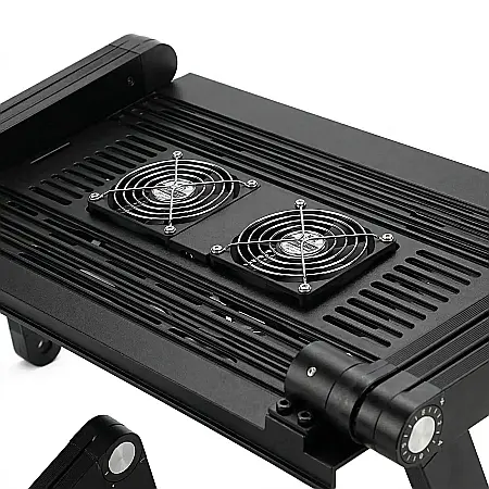 Masă Pliabilă Multifuncțională pentru Laptop T8 – Aliaj Aluminiu-Magneziu, Reglabilă 360°, Cu 2 Ventilatoare USB, Suport Mouse, Portabilă și Ergonomică, Capacitate 10 kg [1]