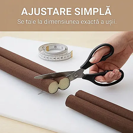 Opritor Izolator pentru Ușă și Fereastră – Bandă Anticurrent Universală, Dublă Izolație Termică 85x12 cm, Diametru 3 cm, Set cu 2 Bureți, Montaj Rapid, Reducere Zgomot și Pierderi de Căldură [1]