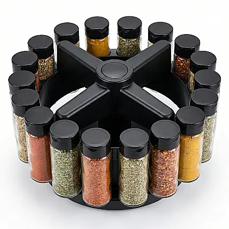 Set 18 Recipiente Condimente cu Suport Rotativ – Borcane Sticlă 99 g, Organizator Bucătărie Premium, Design Modern și Elegant, Acces Rapid la Arome [2]