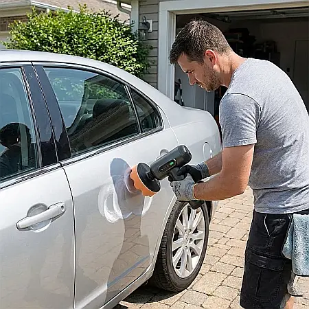 Polizor Auto Portabil pentru Reparare Zgârieturi – Acumulator Litiu 2000 mAh, Funcții de Lustruire și Ceară, Carcasă Aliaj Zinc, Autonomie 30 Min și Disipare Eficientă: Strălucire Profesională și Într [3]