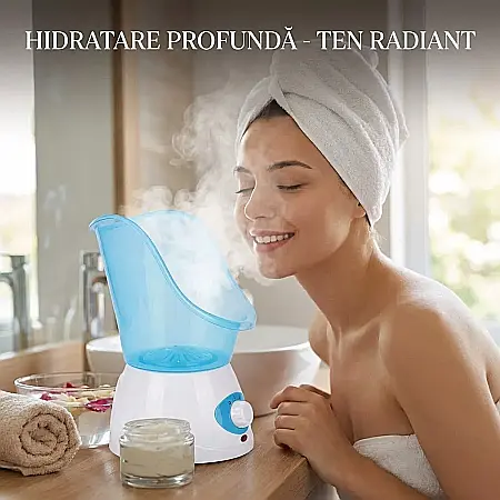Dispozitiv 2 în 1: Saună Facială și Inhalator UBX – Tehnologie cu Abur, Rezervor 40ml, Indicator LED, 2 Trepte de Putere și Design Ergonomic: SPA Profesional și Tratament Respiratoriu în Confortul Cas [3]