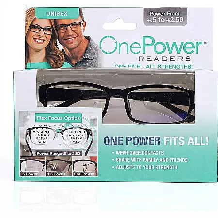Ochelari de Citit One Power - Dioptrii Variabile +2.5 până la +5, Corecție Hipermetropie, Ramă Ovală din Plastic, Lentile Ușoare, Ajustabili pentru Cărți, Calculator și TV, Design Unisex [2]