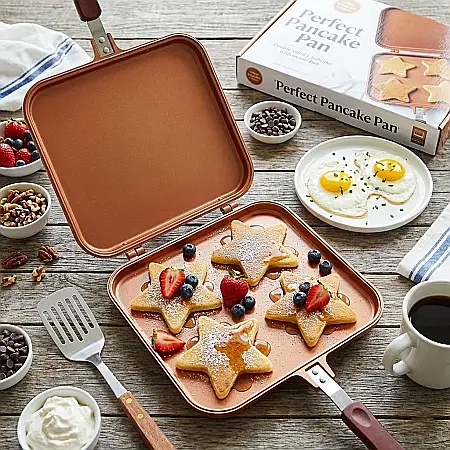 Tigaie Dublă Antiaderentă 4 în 1 SmartFlipp – Ideală pentru Clătite Americane, Ouă, Omlete și Deserturi, Gătit Fără Ulei, Sistem de Întoarcere Rapidă și Mâner Ergonomic: Experiența Gourmet la Tine în  [3]
