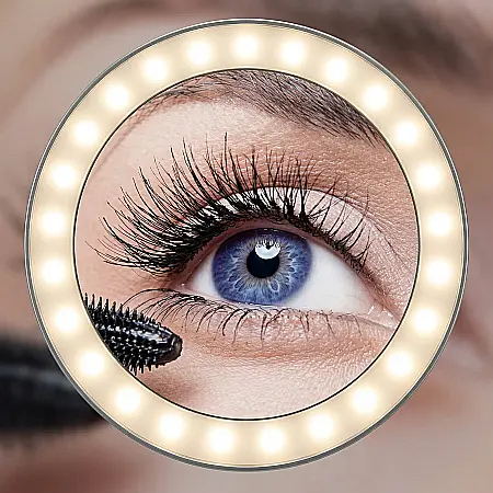 Oglindă Cosmetică cu 10x Mărire și 21 Becuri LED – Iluminare Reglabilă, Dimensiuni 21×9,5×23 cm, Alb, Ideală pentru Machiaj, Pensat și Îngrijire Facială de Precizie [3]