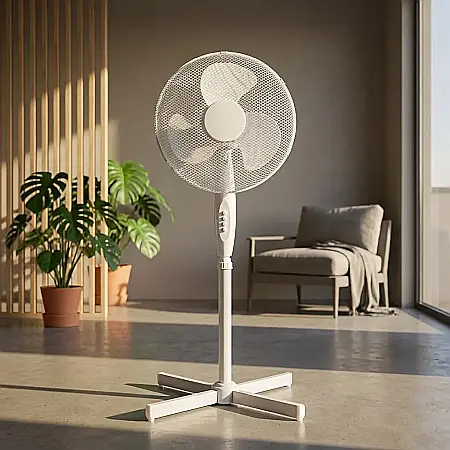 Ventilator cu Picior FS40-01 – Diametru 41 cm, Putere 45W, 3 Trepte de Viteză, Oscilație 75° și Plasă de Protecție: Răcorire Eficientă, Stabilitate și Confort Termic pentru Acasă sau Birou [3]