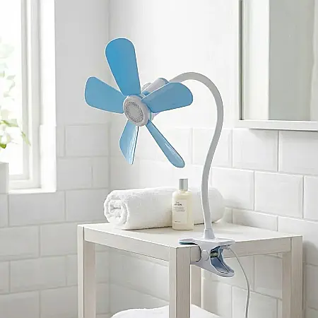Ventilator de Birou cu Clemă Zola – 360° Rotire, 180° Înclinare, Putere 8W, 5 Lame Eficiente, Comutator pe Cablu și Design Compact: Răcorire Personalizată și Economie de Spațiu pentru Birou sau Acasă [4]