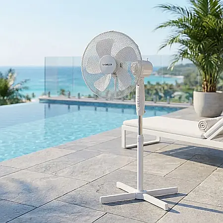 Ventilator de Podea cu 5 Elice – 3 Viteze, Oscilație Reglabilă, Plasă de Protecție Densă și Design Stabil: Răcorire Puternică, Flux de Aer Uniform și Confort Termic pentru Acasă sau Birou [3]