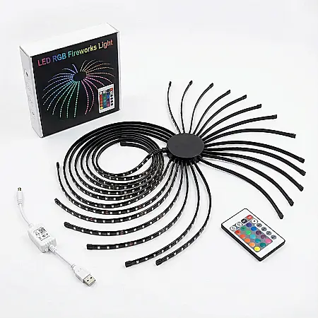 Bandă LED Smart RGB cu Efect de Artificii: 16 Milioane Culori, Sincronizare Muzicală, Control prin Aplicație și Comandă Vocală – Decor Magic și Personalizabil [3]