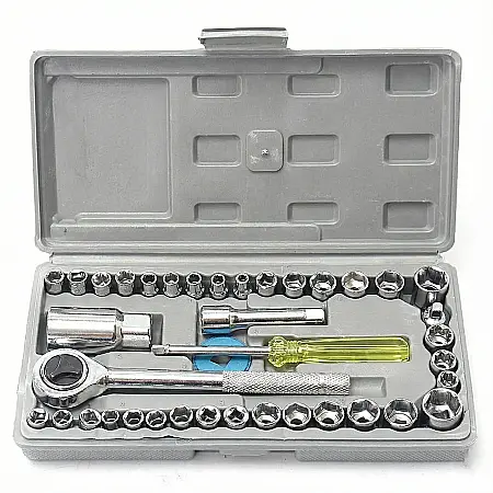 Trusă Chei Tubulare Profesională 40 Piese – Clichet Reversibil 3/8", Unități Metric și SAE, Soclu pentru Bujii și Cutie de Depozitare: Precizie și Performanță pentru Mecanică și Bricolaj [3]