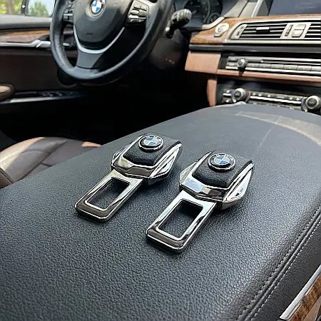 Set 2 Adaptoare Centură Siguranță Auto M1089 – Cataramă Falsă Compatibil BMW, Eliminator Avertizare Sonoră, Design Chrome, Metal & Plastic Rezistent [1]