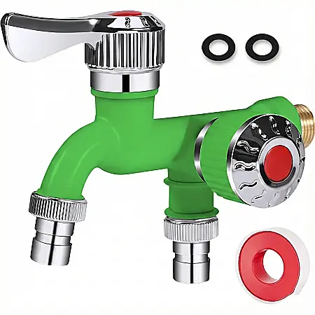 Robinet Dublu cu Control Independent și Ieșiri Duble – Filet 1/2 Inch, Metal și Ceramică Premium, Anti-Îngheț și Anti-Coroziune: Versatilitate Maximă pentru Casă și Grădină [3]