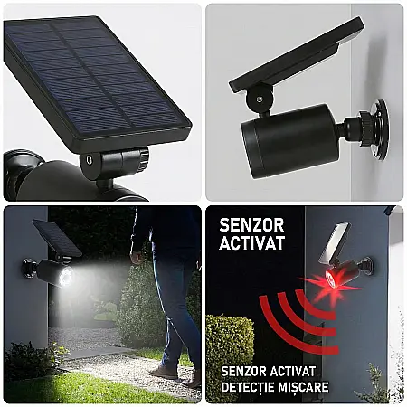 Cameră de Supraveghere Falsă Solară – Design Realist, Senzor de Mișcare PIR, LED Roșu Intermitent, IP44, Alimentare Solară, 11,7 × 9,1 × 17 cm [3]