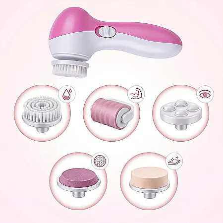 Perie Multifuncțională Electrică pentru Curățare Ten – 5 Capete Interschimbabile, Sistem de Exfoliere, Masaj Facial și Tonifiere, Design Ergonomic [3]