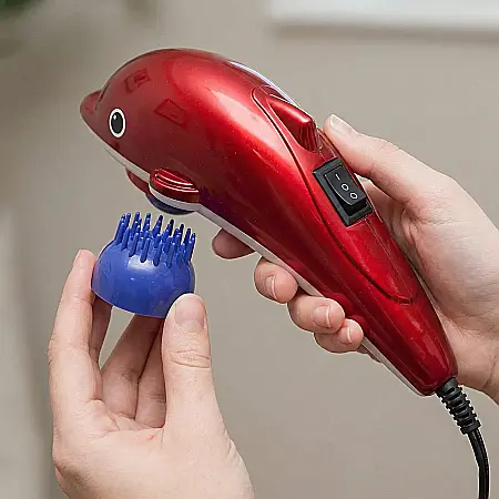 Masaj în Formă de Delfin cu 3 Capete și Lampă Infraroșu - 2 Viteze, 28W, Relaxare Musculară și Circulație [3]