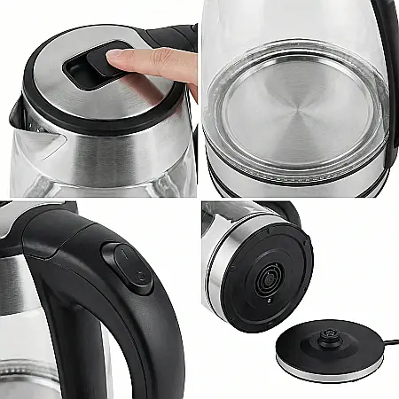 Fierbător Electric Portabil 2L din Sticlă și Oțel Inoxidabil – 1500W, Fierbere Rapidă, Oprire Automată, Design Elegant [3]