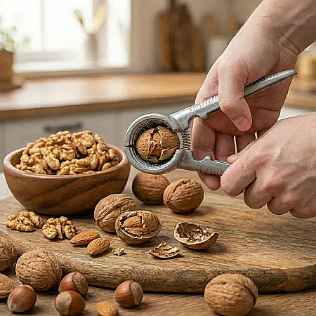 Clește de Spart Nuci din Aluminiu – Design Tip Pâlnie cu Țepi pentru Spargere Ușoară, Rezistent la Șocuri și Coroziune, 19 cm, Multifuncțional pentru Nuci, Sticle de Șampanie și Capace Strânse [3]