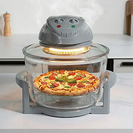 Cuptor cu Halogen 17 L Negru – 1400 W, Control Temperatură Reglabilă 65-250°C, Temporizator 60 Min, Capacitate Extinsă, Coacere Rapidă și Uniformă fără Ulei [3]
