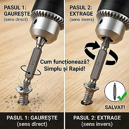Set 4 Extractoare Șuruburi Deteriorate sau Rupte – Oțel de Înaltă Rezistență, 4 Mărimi Universale, Soluție Rapidă pentru Șuruburi Blocate, Include Cutie Depozitare [3]