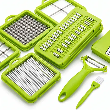 Răzătoare Multifuncțională 22 Piese, cu Accesorii Inox pentru Feliere, Răzuit, Julienne și Cuburi [2]