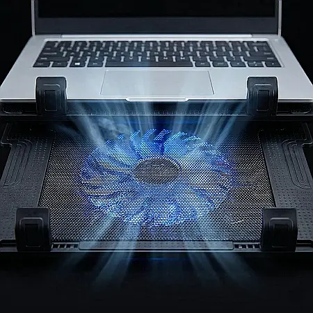 Stand Cooler Multifuncțional Pliabil pentru Laptop – Unghi Reglabil, Iluminare LED, Ventilatoare de Răcire Eficientă, Conectare USB, Portabil și Ergonomic [3]