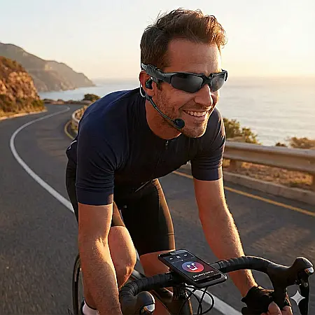 Ochelari de Soare Bluetooth 3 în 1 cu Lentile Polarizate – Redare Muzică Wireless, Funcție Hands-Free și Microfon Integrat, Baterie Reîncărcabilă 150 mAh, Ideal pentru Condus, Sport și Activități în A [3]