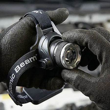 Lampă de Lucru pentru Cap Atomic Beam Headlight – LED Puternic, Reglabilă, Mâini Libere, Culoare Albastru, Ideală pentru Camping, Drumeții și Reparații [1]